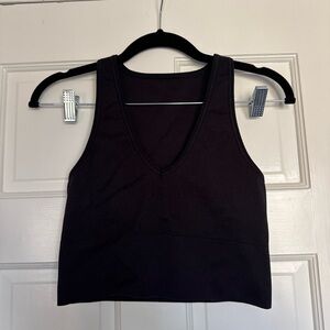 Athleta Black Ribbed V-Neck Tank